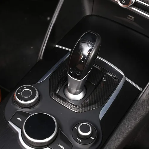 Miniatura 4 de Pieza de repuesto de fibra de carbono ABS para Alfa Romeo Giulia Stelvio 2017 2018 2019 Interior del coche consola central cambio panel cubierta