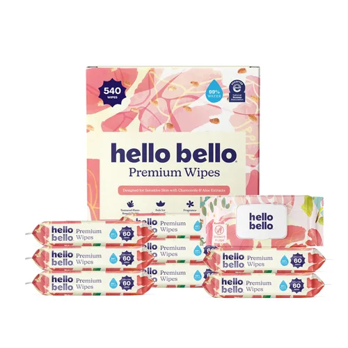 Miniatura 20 de Hello Bello Toallitas premium, diseñadas para pieles sensibles con extractos de manzanilla y aloe, Rosy Posy