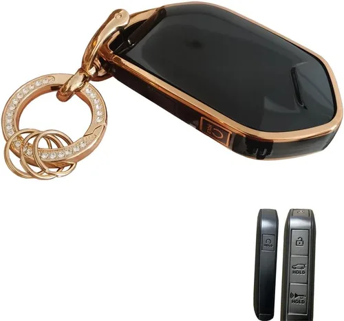 Miniatura 2 de Funda de TPU suave para llavero de Kia, compatible con Kia Telluride EV5 2023 2024, llavero inteligente para automóvil (Negro)