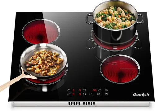 Miniatura 8 de Cocina eléctrica de 2 quemadores, 12 pulgadas, 3000 W, estufa eléctrica de cerámica de doble quemador con 9 niveles de potencia, bloqueo