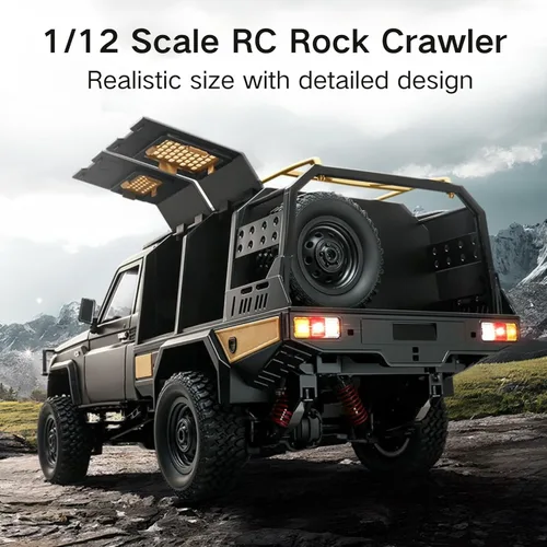 Miniatura 4 de Auto de control remoto, escala 1/12 4WD todoterreno Rc coches con luces LED, control proporcional de 2 velocidades de 2.4 GHz, todo terreno RTR Negro