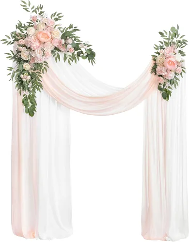 Miniatura 16 de Ling's moment Kit de Flores Artificiales de Arco de Boda de Otoño Paquete de 4, 2pcs Arreglo Floral Colgante 2pcs Cortinas de Ceremonia Telón