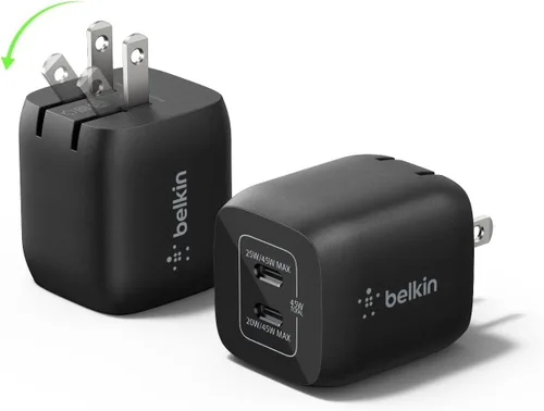 Miniatura 9 de Belkin Bloque de cargador USB C dual de 45 W, PD3.0 con GaN - Carga súper rápida - Samsung Galaxy S25, Apple iPhone 17, Air, Pro, Pro Max, iPad