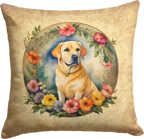 Miniatura 281 de Caroline's Treasures DAC2072PW1414 Affenpinscher and Flowers - Almohada decorativa de tela, lavable a máquina, para interiores y exteriores