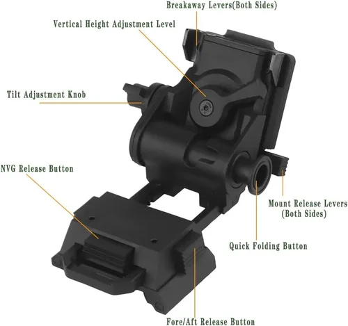 Miniatura 2 de Casco táctico L4G24 NVG Base Mount, soporte NVG, soporte de visión nocturna de gafas para PVS15, PVS18, GPNVG18 BK