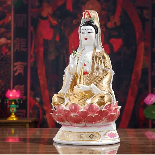 Miniatura 3 de Estatua de Guan Yin Quan Yin Estatua budista Avalokiteshvara Kuanyin/Estatua de budismo en Lotus - Los mejores regalos chinos de Feng Shui