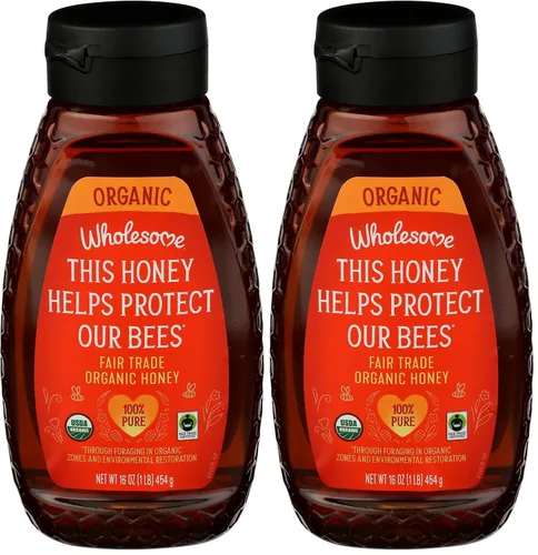 Wholesome Sweeteners Miel orgánica, 100% pura, comercio justo, sin OMG, 1 libra (48150-60602) (paquete de 2)