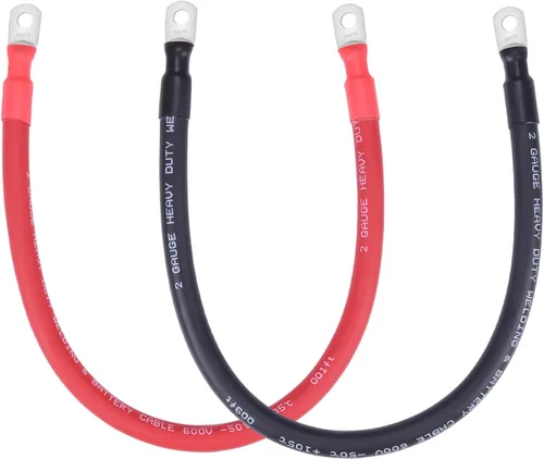 Miniatura 26 de Cable de batería flexible de 1/0 AWG con terminales de 3/8" - Alambre de cobre puro OFC para inversor y soldadura para automotriz, solar, RV