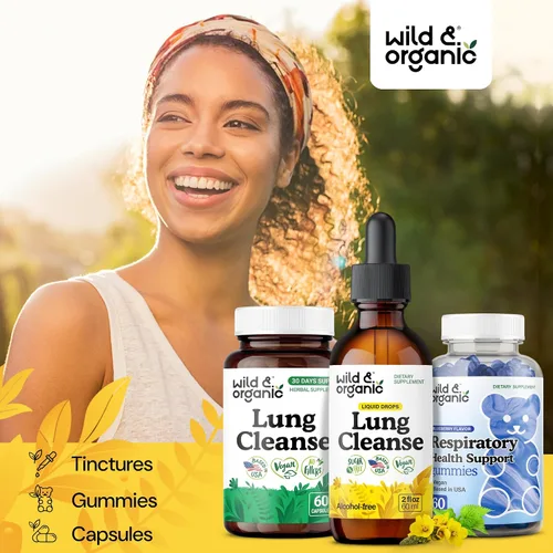 Miniatura 5 de Wild & Organic Tintura de limpieza pulmonar, extracto de hoja de gordolobo para los pulmones, suplementos de desintoxicación a base de hierbas