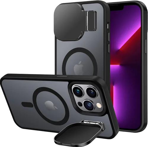 Miniatura 20 de Silverback Funda para iPhone 14 Pro Max con funda para cámara, compatible con MagSafe, con soporte integrado, funda magnética translúcida mate a