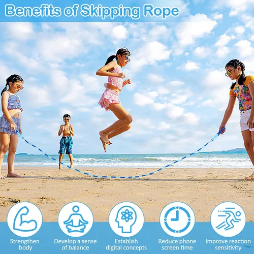 Miniatura 4 de Jump Rope for Kids, Adjustable Jump Ropes for 4 5 6 7 8 10 12, Tangle Free Jumping Rope Age 8-12, Segmented Soft Beaded Skipping Rope for Women Azul