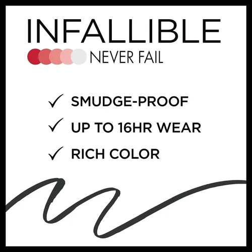 Miniatura 3 de L'Oréal Paris Makeup Infallible Never Fail Lápiz delineador de ojos mecánico original con sacapuntas incorporado, Negro, 0.008 oz., 2