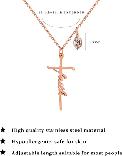 Miniatura 6 de SANNYRA Collar de cruz para mujer, collar de fe para mujer, joyería cristiana con inicial para mujer, chapado en oro de 18 quilates, oro rosa