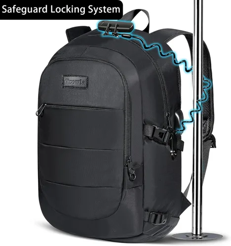 Miniatura 4 de Tzowla, mochila de viaje de negocios para computadora portátil de 15,6 a 17,3 pulgadas para mujeres, hombres y para regalar, A-Negro