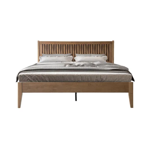 Miniatura 12 de Base de cama de plataforma de madera maciza tamaño King con cabecero y estribo, 12 listones resistentes, patas centrales de metal, almacenamiento