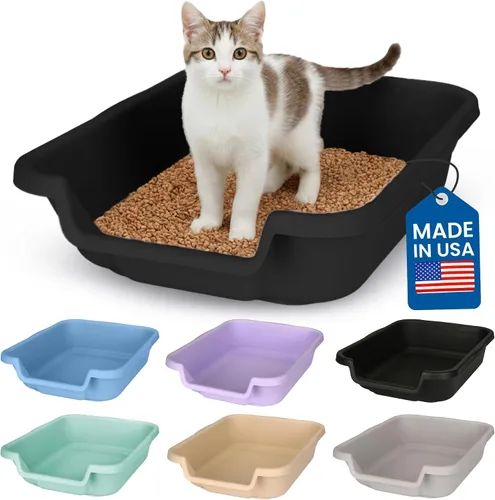 Miniatura 35 de KittyGoHere - Caja de arena para gatos mayores, sartén pequeña con cuchara jumbo de mango largo, caja de arena para gatos de entrada baja, ligera