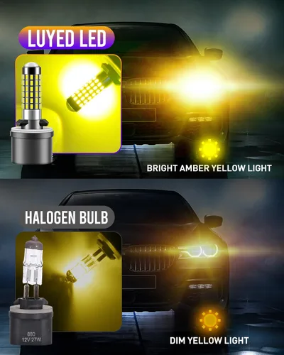 Miniatura 7 de Bombilla LED antiniebla 880 3000K amarillo ámbar 300% súper brillante 1:1 tamaño mini 886 890 892 893 bombilla LED con proyector para luces