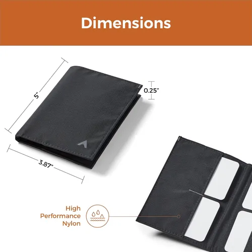 Miniatura 4 de Allett Monedero 2.0 Nylon, bloqueo RFID, bolsillo de velcro, delgado, minimalista, plegable, resistente al agua, delgado, bolsillo frontal