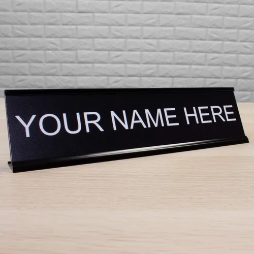 Miniatura 3 de ExcelMark Placa de nombre personalizada para puerta, oficina, pared, personalizada con tu texto, 2 x 8 pulgadas (1 línea, negro)