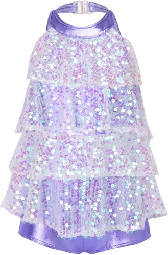 Vestido de lentejuelas brillantes sin mangas para niñas y niñas, vestido con borlas y jazz latino, trajes de baile de salsa para actuación