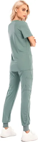 Miniatura 7 de Conjunto de uniformes médicos para mujer, conjunto de uniforme de enfermera, conjunto de trabajo al aire libre, conjunto de ropa quirúrgica elástica