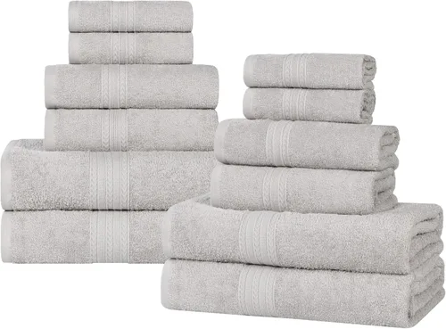 Miniatura 69 de Superior Juego de 6 toallas de mano de algodón ecológico, toallas pequeñas para spa, hotel, baño de invitados, cocina, secado rápido, suave