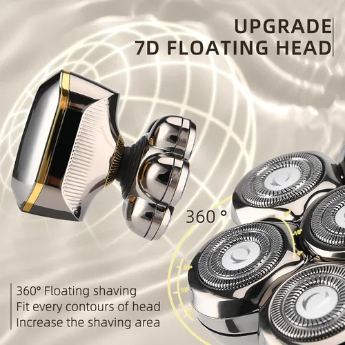 Miniatura 3 de Afeitadoras eléctricas de cabeza para hombres calvos, maquinilla de afeitar eléctrica 7D mejorada para hombres, afeitadora de cabeza seca y húmeda