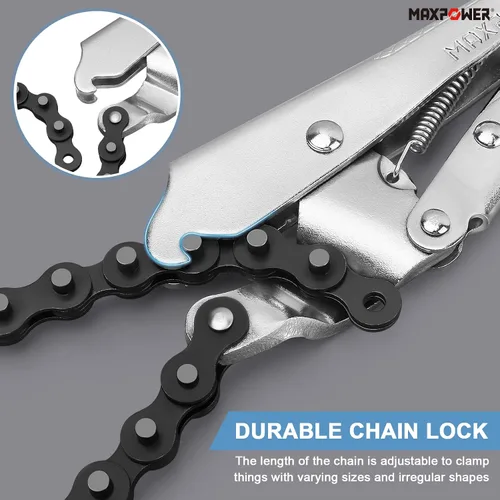 Miniatura 5 de MAXPOWER Abrazadera de cadena de bloqueo de 9 pulgadas con cadena de 19.7 pulgadas, paquete de 2