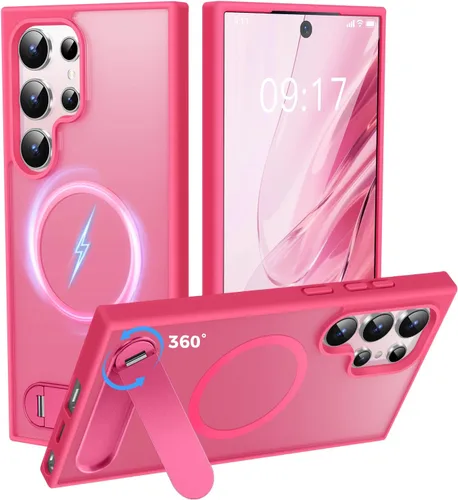 Miniatura 19 de Reukdnv Funda magnética para Galaxy S24 Ultra con soporte de metal duradero, protección contra caídas de grado militar, compatible con MagSafe