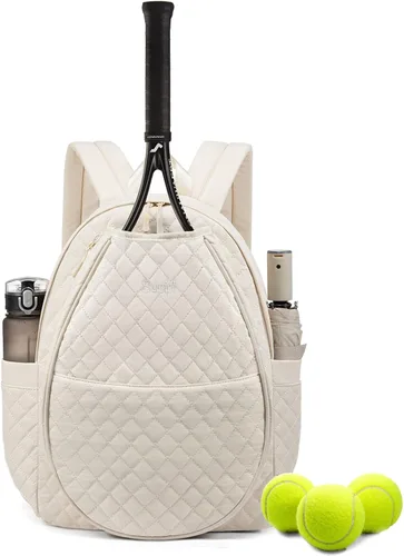 Miniatura 9 de Sucipi Bolsas de tenis para mujeres, Mochila bolsa acolchada para raqueta de tenis para raqueta de tenis, palas de pickleball, bádminton Negro