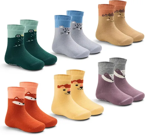 Miniatura 8 de Calcetines de algodón para bebés y niños pequeños, calcetines antideslizantes para niños, paquete de 6