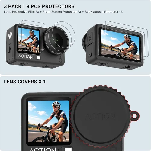 Miniatura 2 de CYNOVA Osmo Action 6 - Protector de pantalla para DJI Osmo Action 6, protector de pantalla de vidrio templado ultra transparente con 1 funda