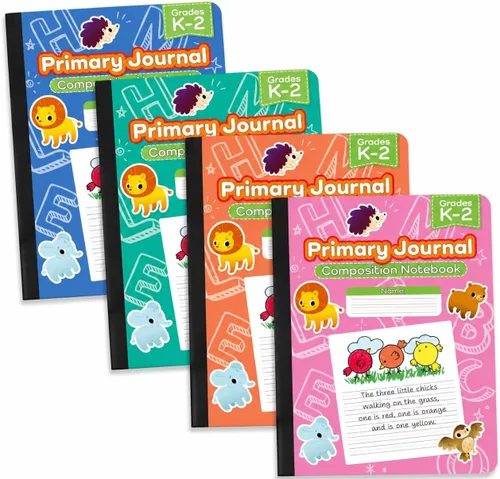 Miniatura 10 de E-CLIPS USA Cuaderno de composición primaria K-2, libro de composición a rayas primarias, diario de escritura primaria para grados K-2, cuadernos