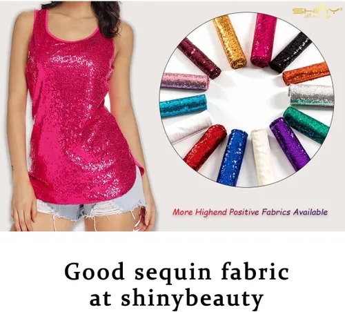 Miniatura 6 de ShinyBeauty Tela de lentejuelas verdes Material de malla de purpurina de 1 yarda para coser vestidos de novia de bricolaje Ropa y ropa de mesa