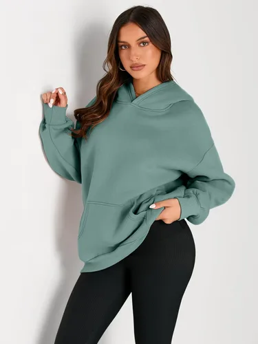 Miniatura 68 de Trendy Queen - Sudaderas extragrandes con capucha para mujer, suéteres de manga larga, sin botones, de vellón, de otoño, ropa de invierno