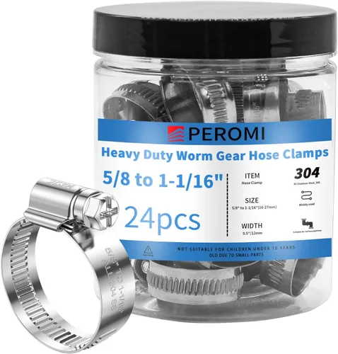 Miniatura 16 de 24 PIEZAS Abrazaderas de manguera de servicio pesado de acero inoxidable 304, abrazadera de manguera de 1-5/8" a 2-3/8" (40-60mm) Abrazaderas