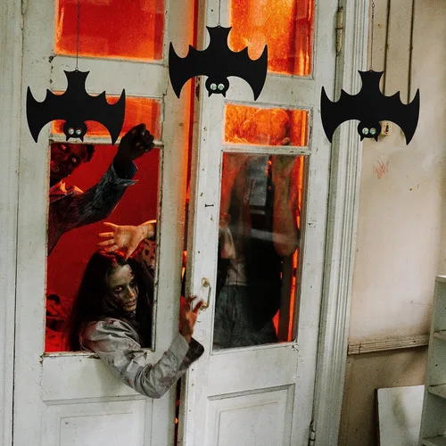 Miniatura 9 de Manortang - Murciélagos colgantes de Halloween con ojos brillantes, 3 piezas, decoración espeluznante y elegante para diversión de Halloween
