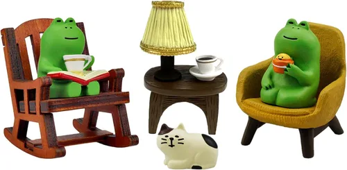 Refintural Estatua de figuras de rana en miniatura, adorables coleccionables de rana para decoración de escritorio y dormitorio, decoración perfecta