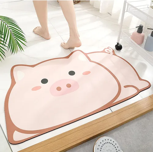Miniatura 16 de Tapete de baño súper absorbente, tapete de entrada antideslizante con dibujos animados, cojín de secado rápido para suelo de baño y ducha