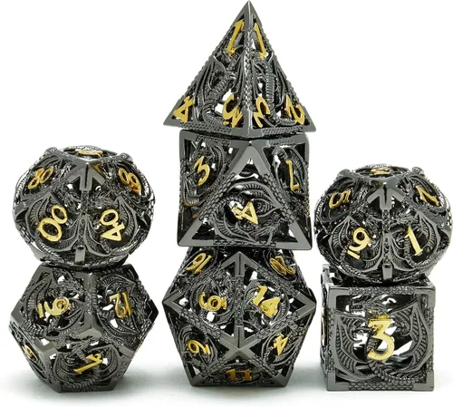Miniatura 9 de DND - Juego de dados poliédricos de metal, juego de dados de D&D, juego de dados de metal, 7 piezas, adecuado para Dungeons and Dragons RPG MTG