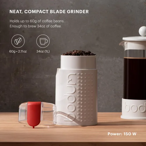 Miniatura 2 de Bodum Bistro - Molinillo de café eléctrico con cuchilla, color blanco