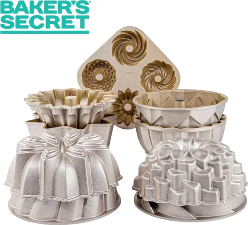 Miniatura 7 de Molde para pastel acanalado Baker's Secret, moldes para pastel, molde para pastel novedoso, moldes para pastel de aluminio fundido, 2 capas