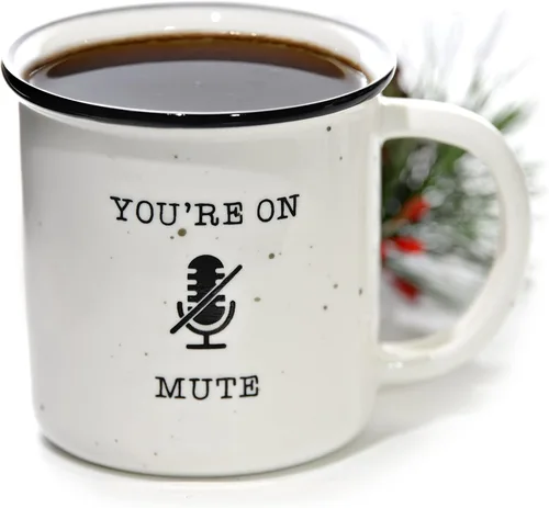 Miniatura 8 de MAINEVENT Taza de café de cerámica con texto en inglés "You're On Mute", taza de café de 11 onzas, tazas de café de granja, ideas de regalo, taza