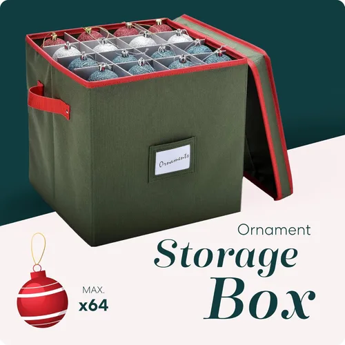 Miniatura 2 de Handy Laundry Almacenamiento de adornos de Navidad: almacena hasta 64 adornos navideños, divisores ajustables, dos asas. La caja de almacenamiento