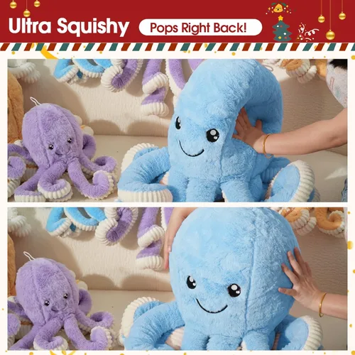 Miniatura 6 de DENTRUN Animales de peluche de pulpo, muñeca de pulpo gigante de peluche para jugar, juguetes para niños, niñas, niños, adultos, cumpleaños, Azul