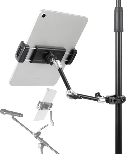 Miniatura 7 de Soporte para tablet para soporte de micrófono/cinta de correr/bicicleta giratoria/cochecito/carrito de golf/manillar/bicicleta estacionaria, soporte