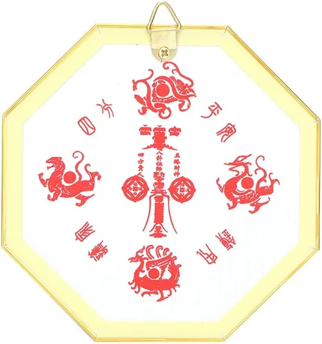 Miniatura 8 de Tyenaza Espejo Bagua, Feng Shui, espejo convexo chino tradicional para puerta de protección, suerte al aire libre para el hogar, negocios, buena