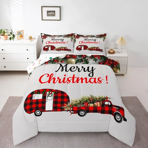 Miniatura 8 de Erosebridal Juego de edredón de Feliz Navidad, tamaño individual, divertido edredón de Papá Noel para niños y niñas, edredón de plumón de pingüino