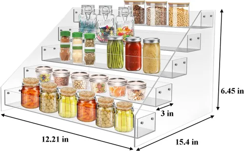 Miniatura 3 de WUIVIUT Organizador de Especiero para Gabinete, Estante de Especias de Acrílico Escalonado de 3 pulgadas/Nivel, Organizador de Almacenamiento