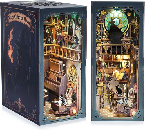 Miniatura 8 de Kit de manualidades 3D para rincón de lectura - Kit de casa en miniatura para adultos, adolescentes y principiantes, estantería de biblioteca